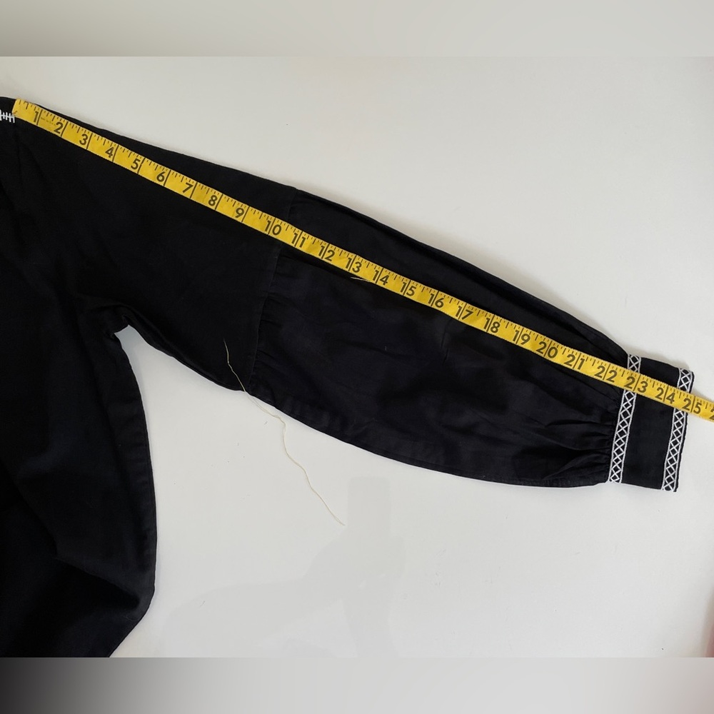 LEKHA Black Tie-Neck Embroidered Artisan Blouse - Picture 12 of 16